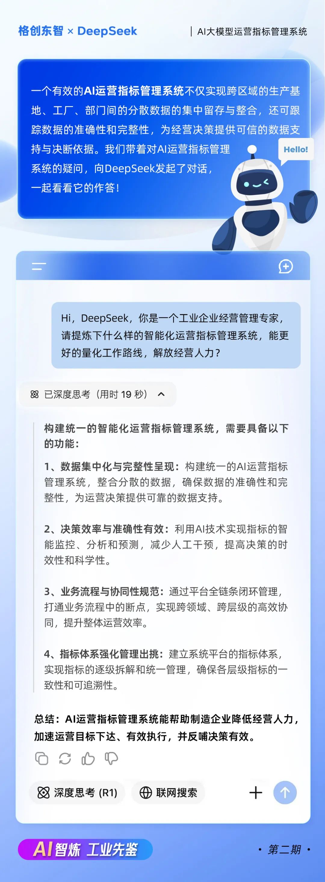 【AI智炼，工业先鉴】第二期｜格创东智 × DeepSeek， AI大模型运营指标管理系统打破管理困局