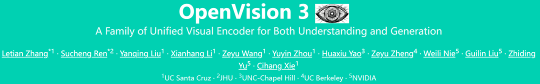 一统视觉江湖！OpenVision 3发布：一个编码器实现理解与生成完美统一，性能双杀CLIP